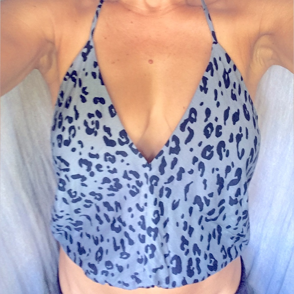 Vix Paula Hermanny ~ Blue Leopard Halter Top